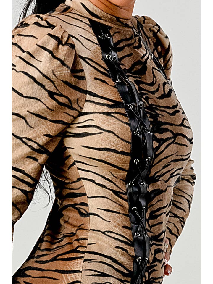 Athina Collection - Wholesale Dress - Women's - Feeling Fierce suede leopard bodycon dress4