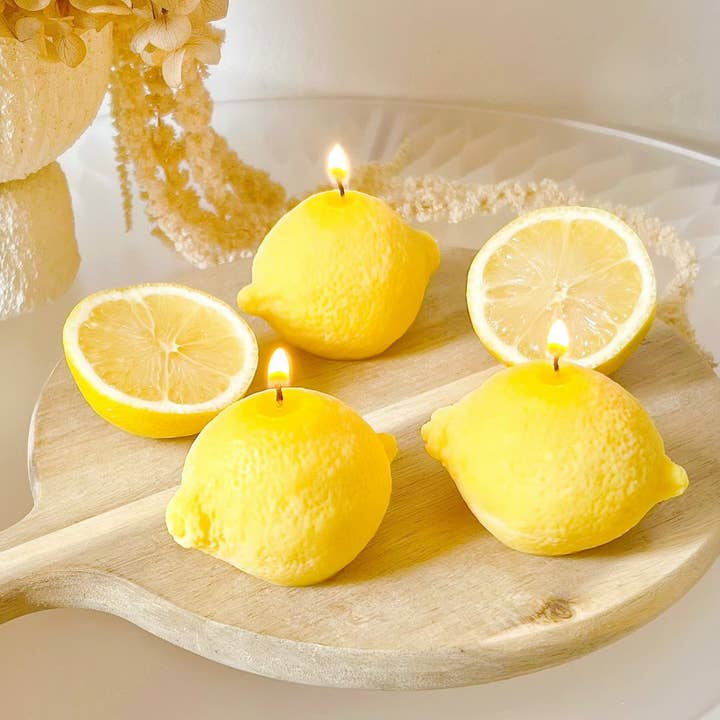 Lemon Shaped Scented Soy Candle for wholesale by LMJ Candles