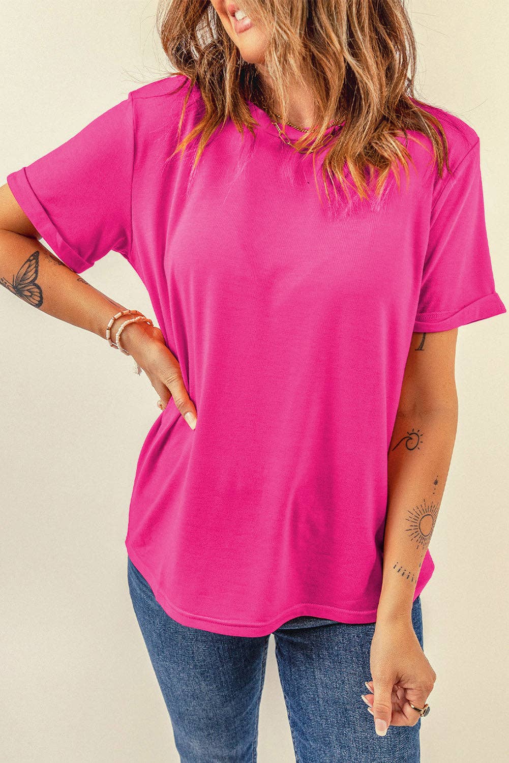 PRETTY BASH - Wholesale T-Shirt - Women's - Solid Short Sleeve Crew Neck Tee89