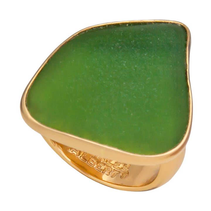 Anneau réglable en verre recyclé vert Alchemia pour la vente par Charles Albert Inc