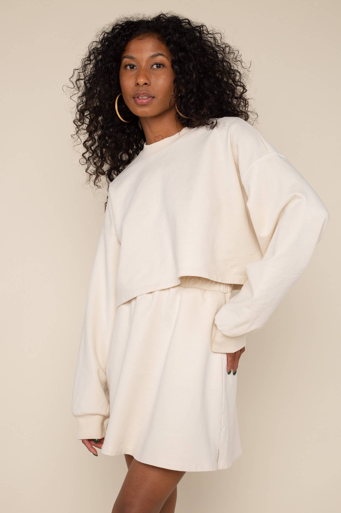 Natural Garment Washed Cropped French Terry Sweatshirt for wholesale on Faire1