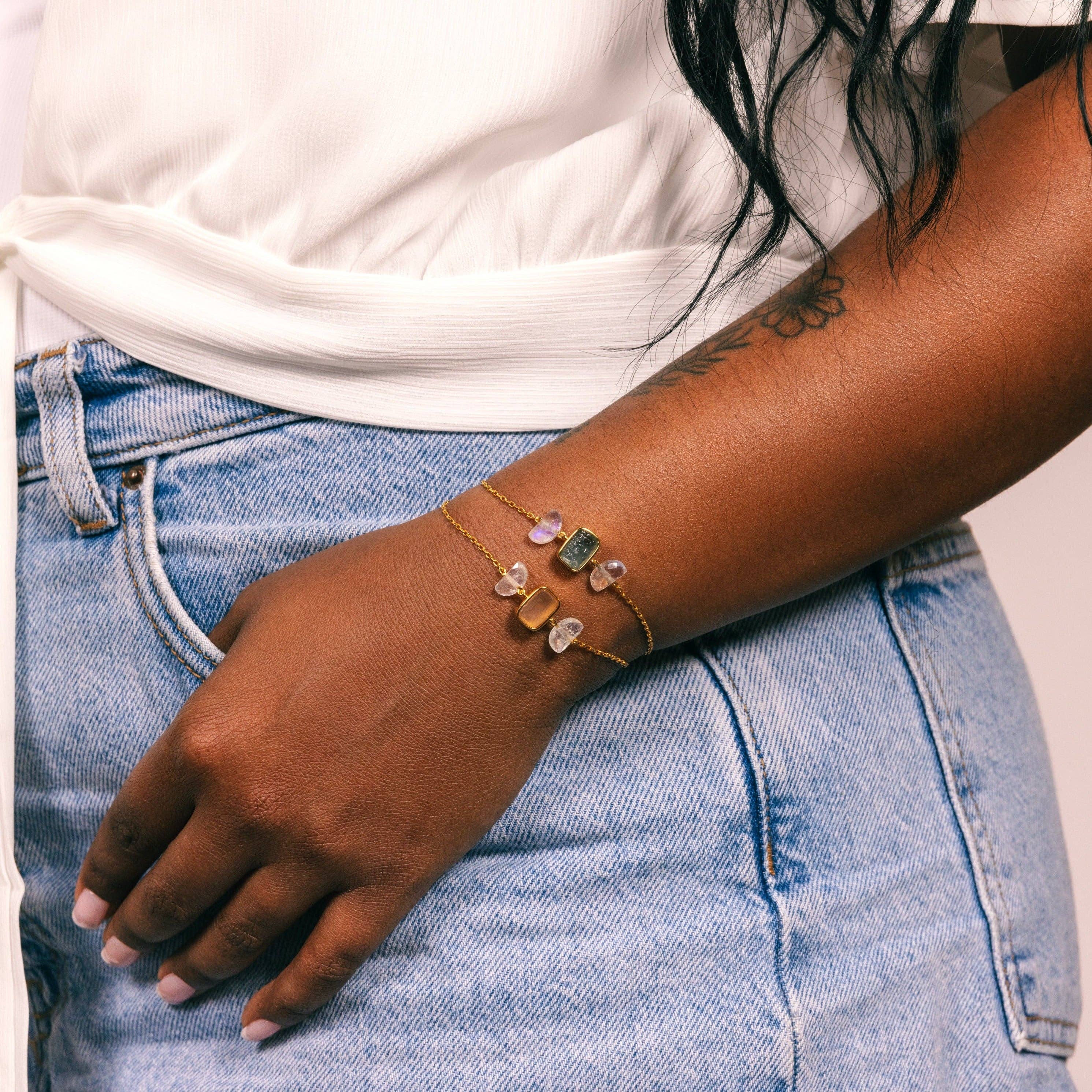 MAMASTE - Wholesale Charm/Dangle Bracelet - Resilience & Balance MAMASTE (Aquamarine)5