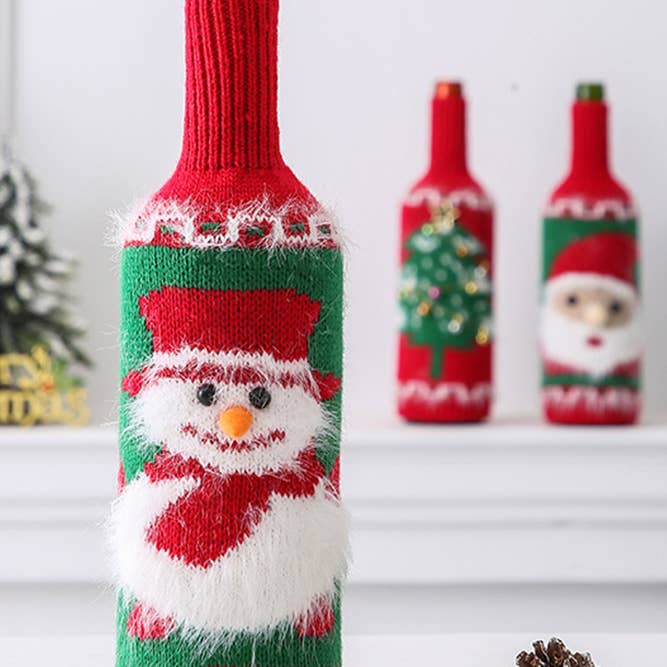 UNISHE - Wholesale Drink Huggers & Koozies - Christmas Knit Wine Bottle Case MOQ 3pcs ZZKF1052