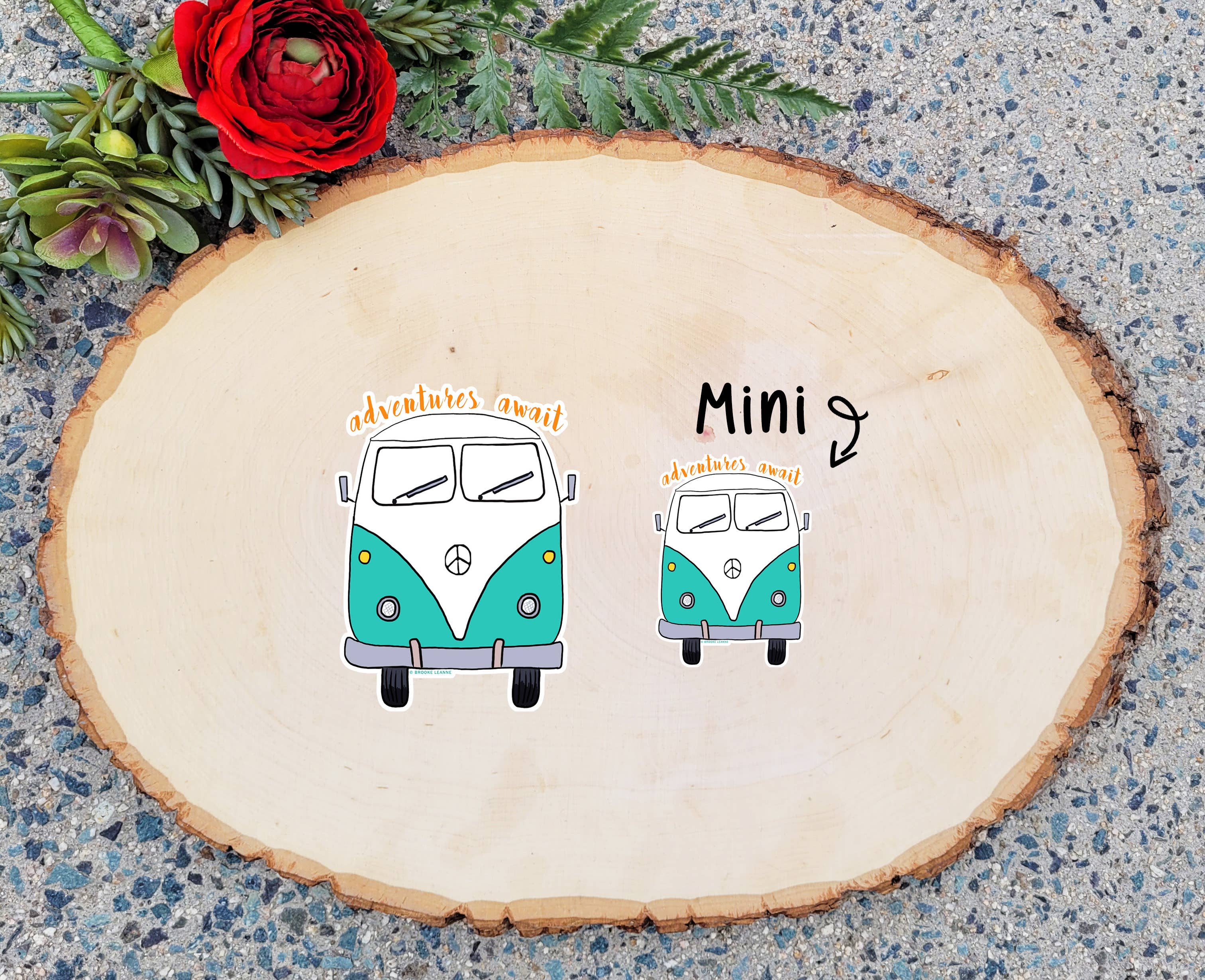 Brooke LeAnne - Wholesale Sticker - Adventures Await Bus Teal Vinyl Sticker3