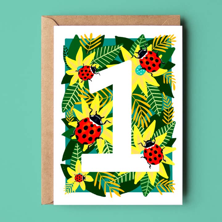 1st Birthday Ladybird Greetings Card for wholesale by The Sunshine Bindery