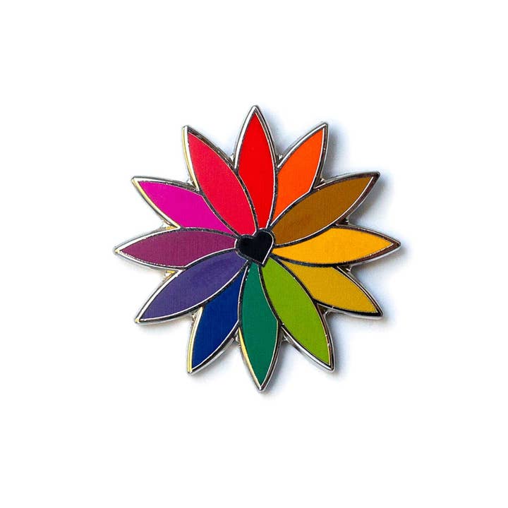 Alison Glass - Vendita all'ingrosso Spilla da bavero - Fiore arcobaleno in spilla nera
