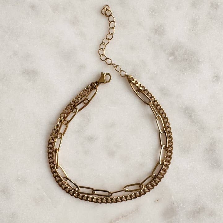 EMMY | Fine Curb & Paperclip Multi-Chain Bracelet for wholesale by Alexandra Kathlyn Accessories