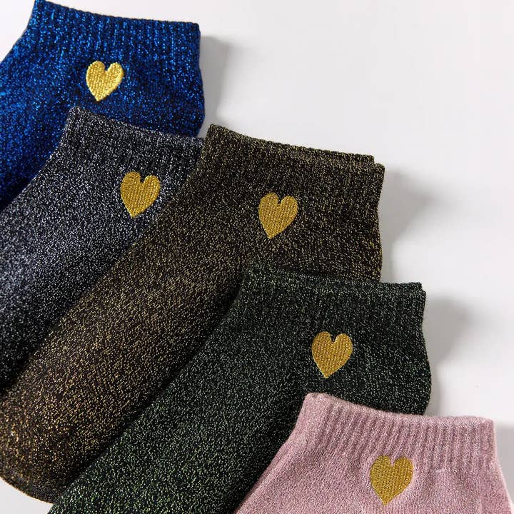 Tites Chaussettes - Wholesale Socks - Women's - Lurex & Glitter Heart Socks for Women I 35-415