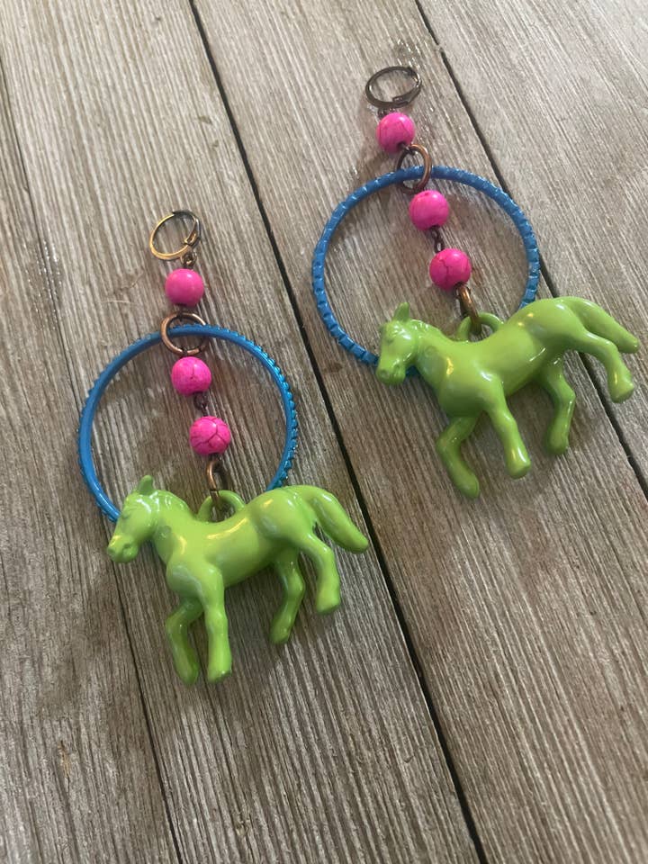 Pony Hoop Earrings-Dopamine/Western/Whimsical for wholesale by Savannah Hoffman Designs Artisan Jewelry