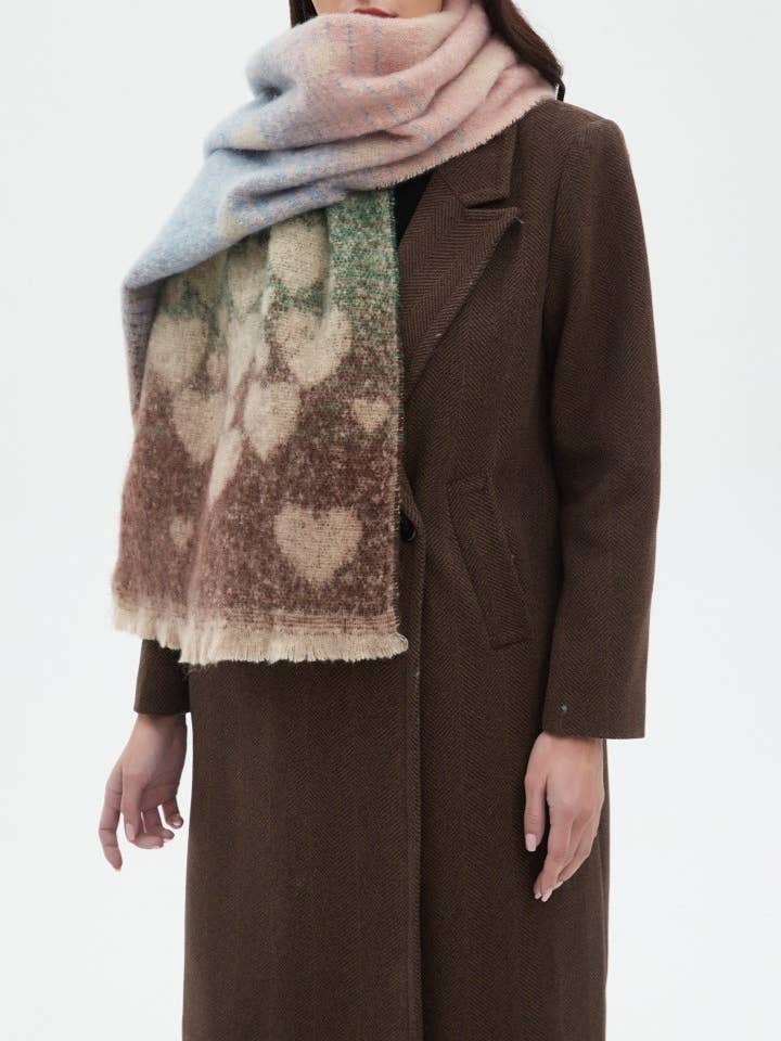 Stylish Color-Blocked Love Jacquard Scarf for wholesale by Rosa Clothing