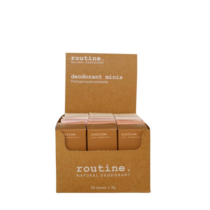 Routine - Wholesale Deodorant - Unisex - 30 x 5g ASSORTED MINI Deodorants in Counter Display