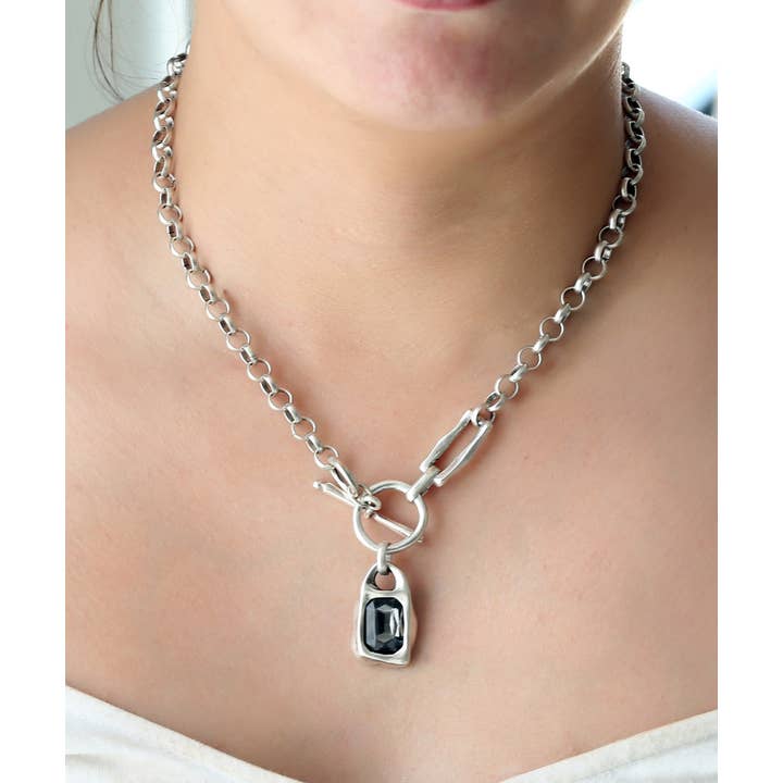 AVENS - Wholesale Link & chain necklace - White Crystal Stone pendant Chain Necklace6