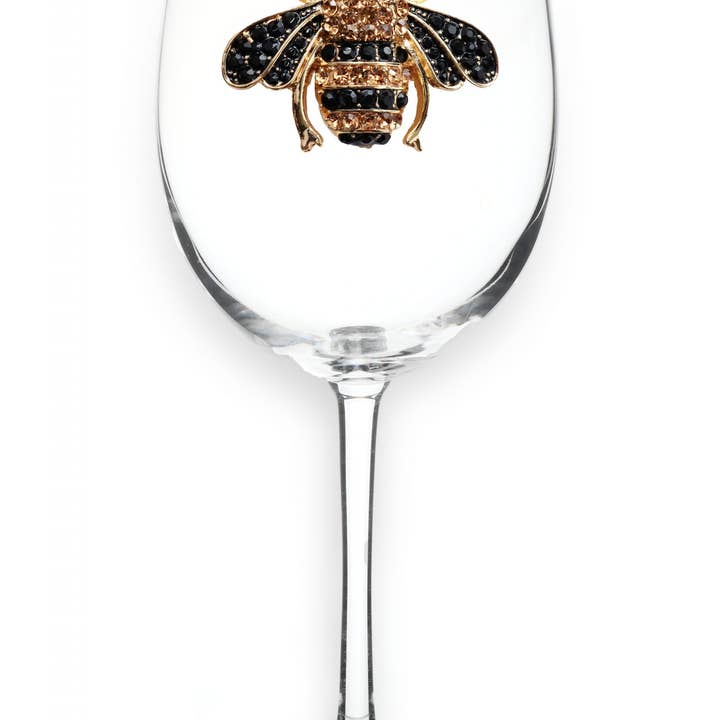 The Queens' Jewels® - Wholesale Wine Glass - Queen Bee Jeweled Stemmed Wine Glass