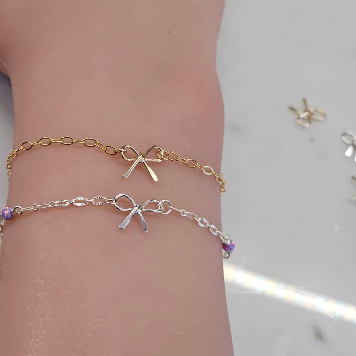 Half Moon Jewelry Designs - Wholesale Individual Charm/Pendant - Bow connector for permanent jewelry, GF or SS