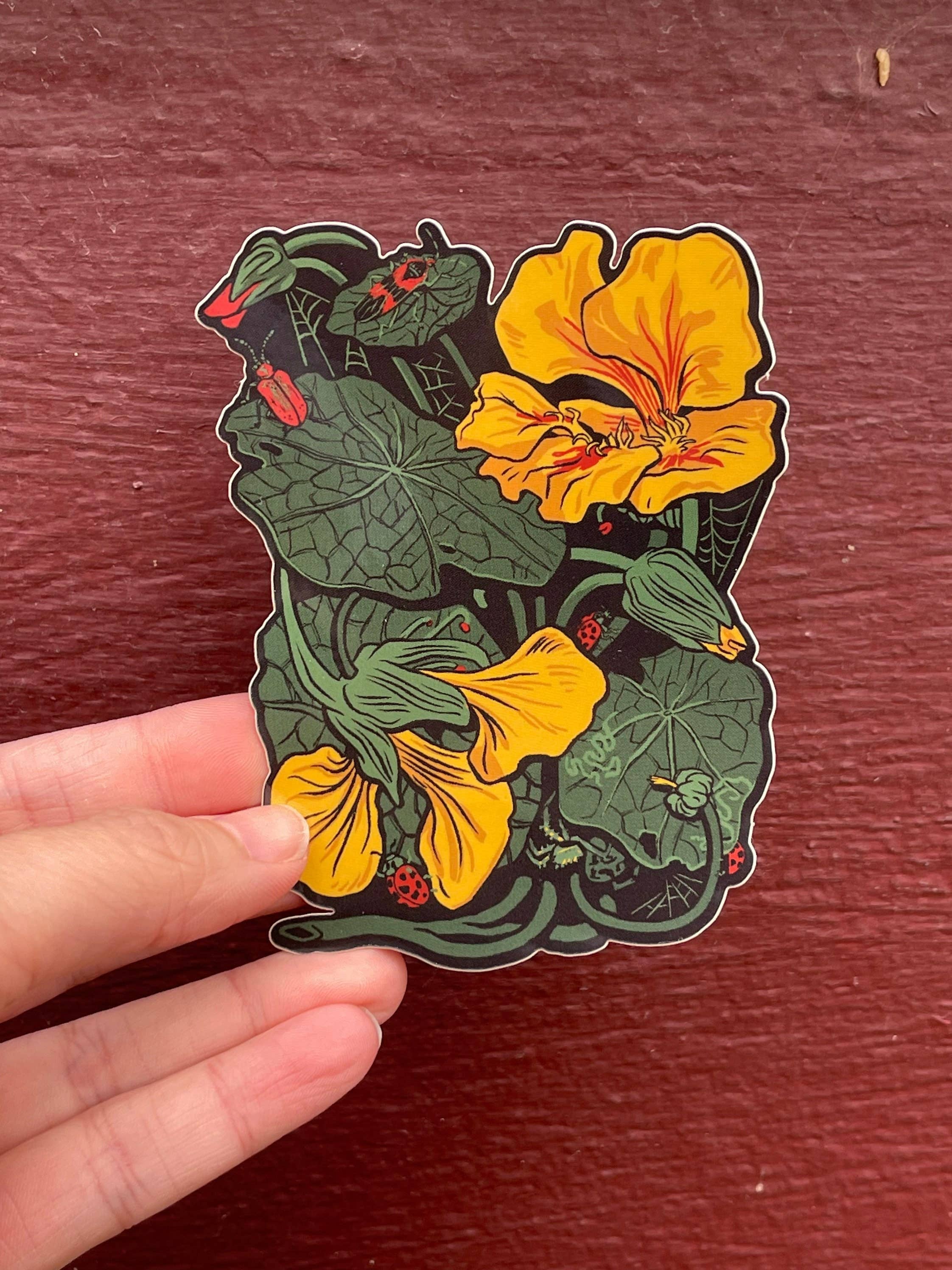 Baileys General - Wholesale Sticker - Nasturtium and Insects Sticker