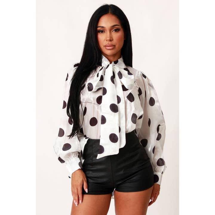 Black Pearl Clothing - Wholesale Blouse - Women's - SPOTLIGHT CHIFFON BOW BLOUSE2