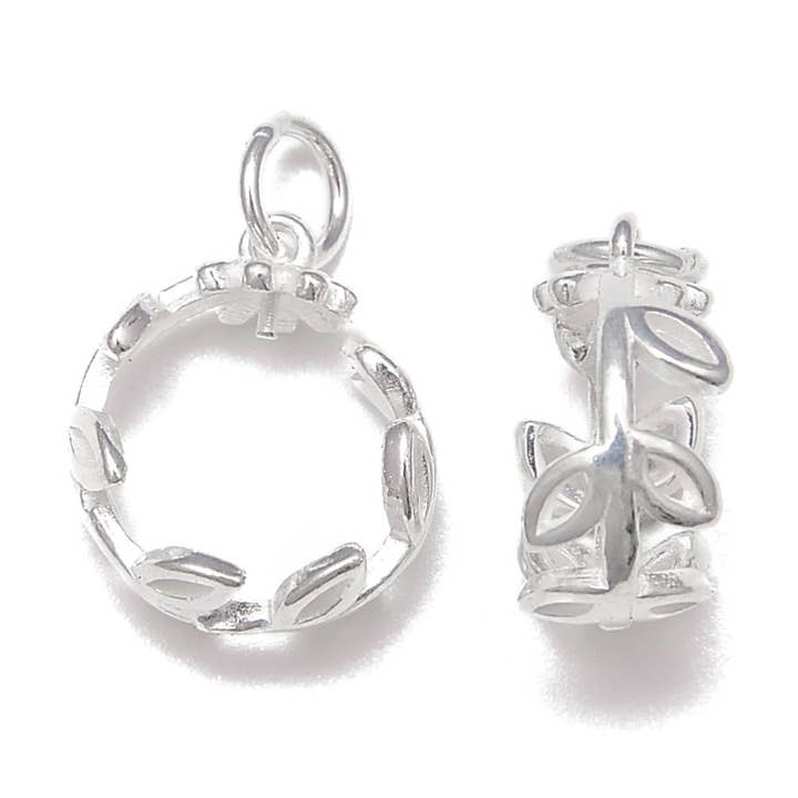 925 Sterling Silver Garland Wreath Charm Pendant Size 10mm (3pcs) 12mm (2pcs) for wholesale by CRCBEADS