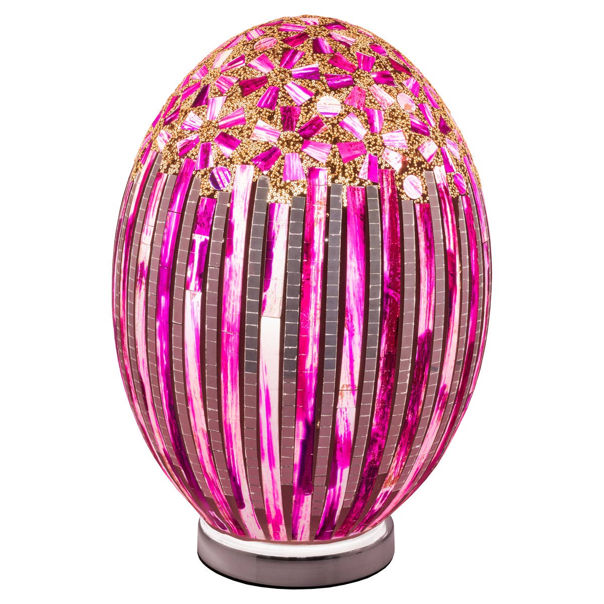 Febland – wholesale Accent/desk lamp – Large Mosaic Glass Egg Lamp - Rose Deco3