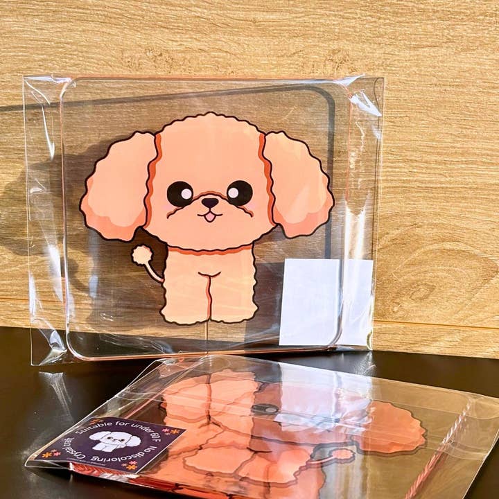 Brauner Pudel-Untersetzer | Süßer Untersetzer, Acryl-Untersetzer, Heimdeko, Tischdeko, Getränkeuntersetzer, Tischtrinkmatten für den Großhandel von BsafeKC