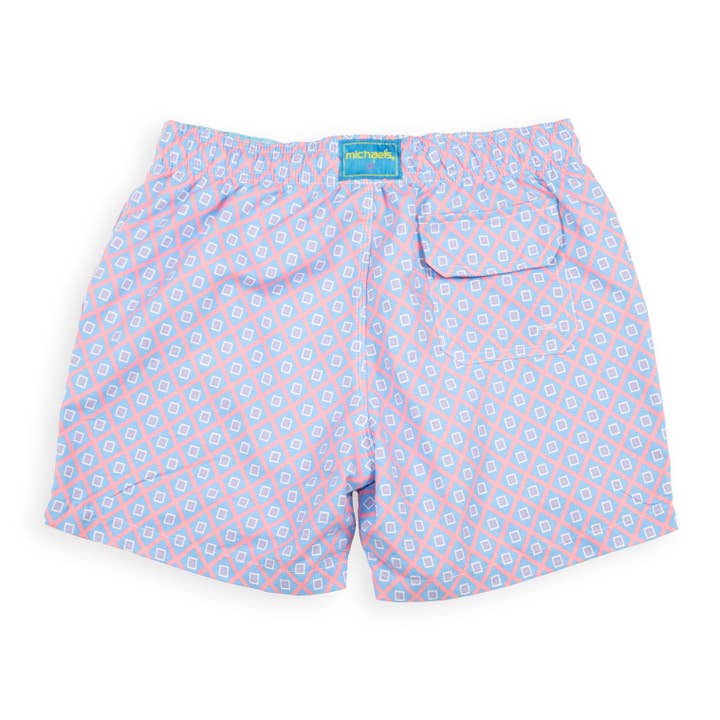 Let's Get This Thread - Wholesale Swim Shorts - Kids - Kid's Diamond Pattern Mesh Swim Trunk - Coral1