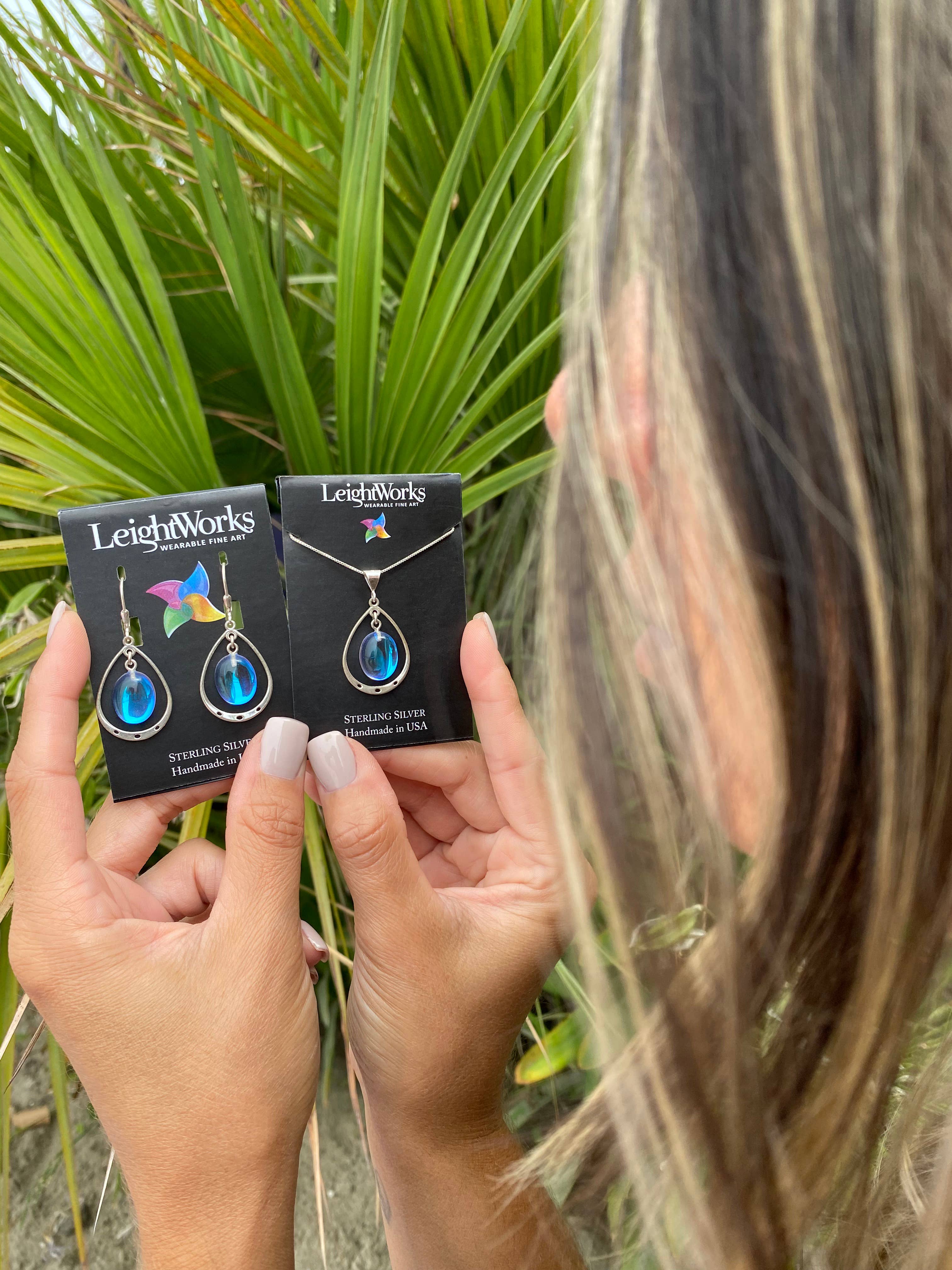 LeightWorks - Wholesale Pendant/Charm Necklace - Oval w Loop Pendant Sterling Silver Crystal Jewelry Necklace16