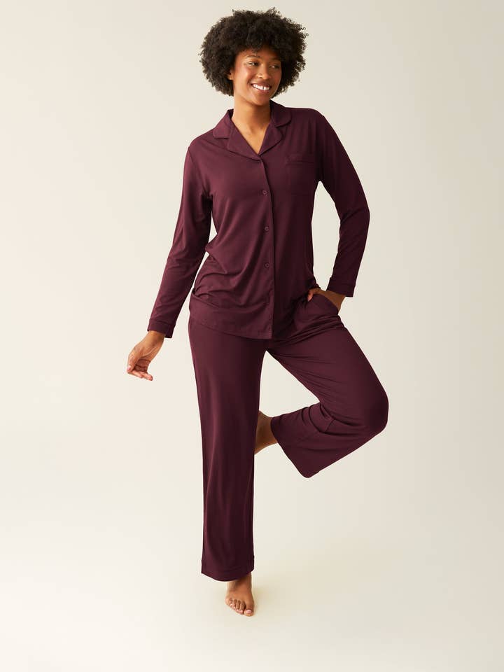Clea Bamboo Classic Long Sleeve Maternity & Nursing Pajama for wholesale by Kindred Bravely
