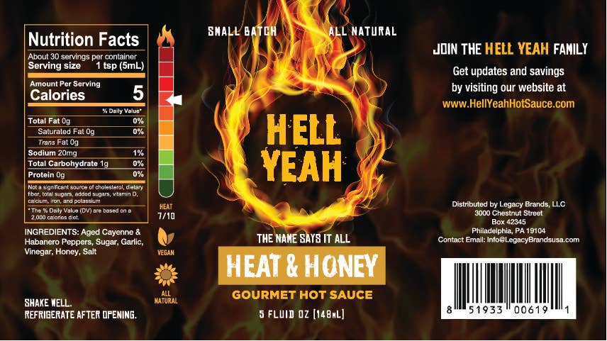 Hell Yeah Hot Sauce - Wholesale Hot Sauce - Hell Yeah Heat & Honey Gourmet Hot Sauce - 5 oz. bottles2