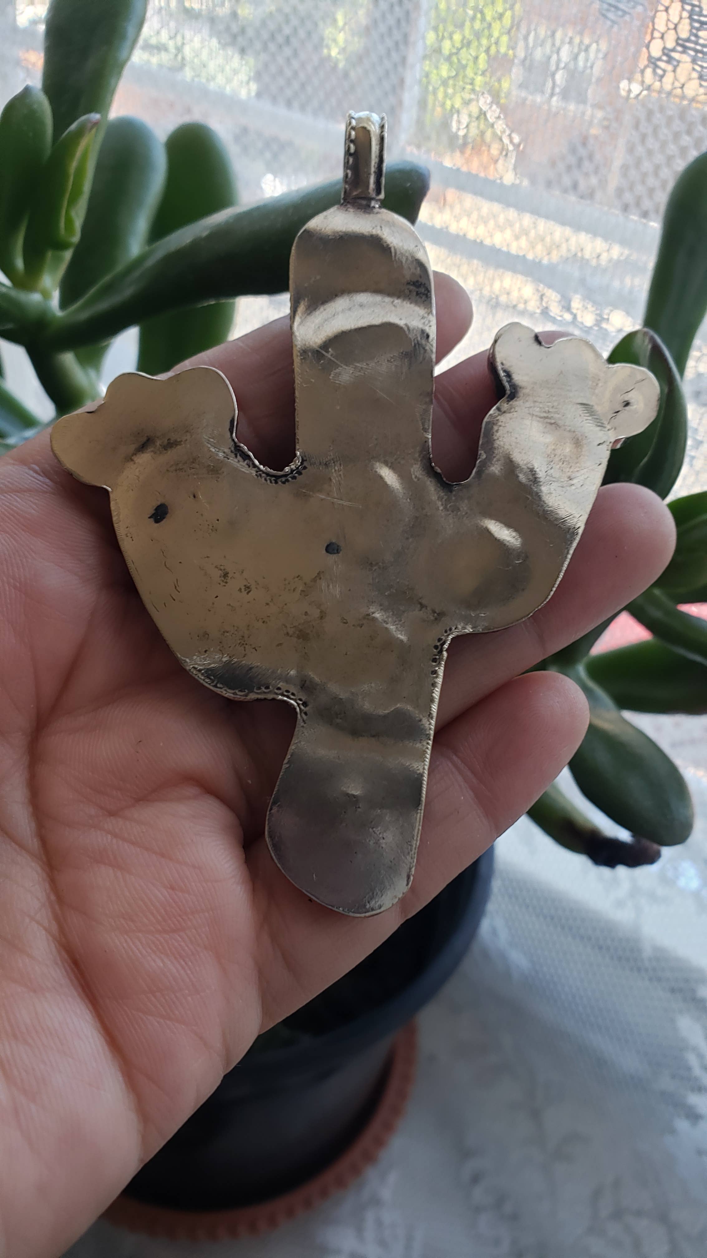 GTG Gems Corp - Wholesale Individual Charm/Pendant - Hand carved cactus pendant with natural turquoise and coral2