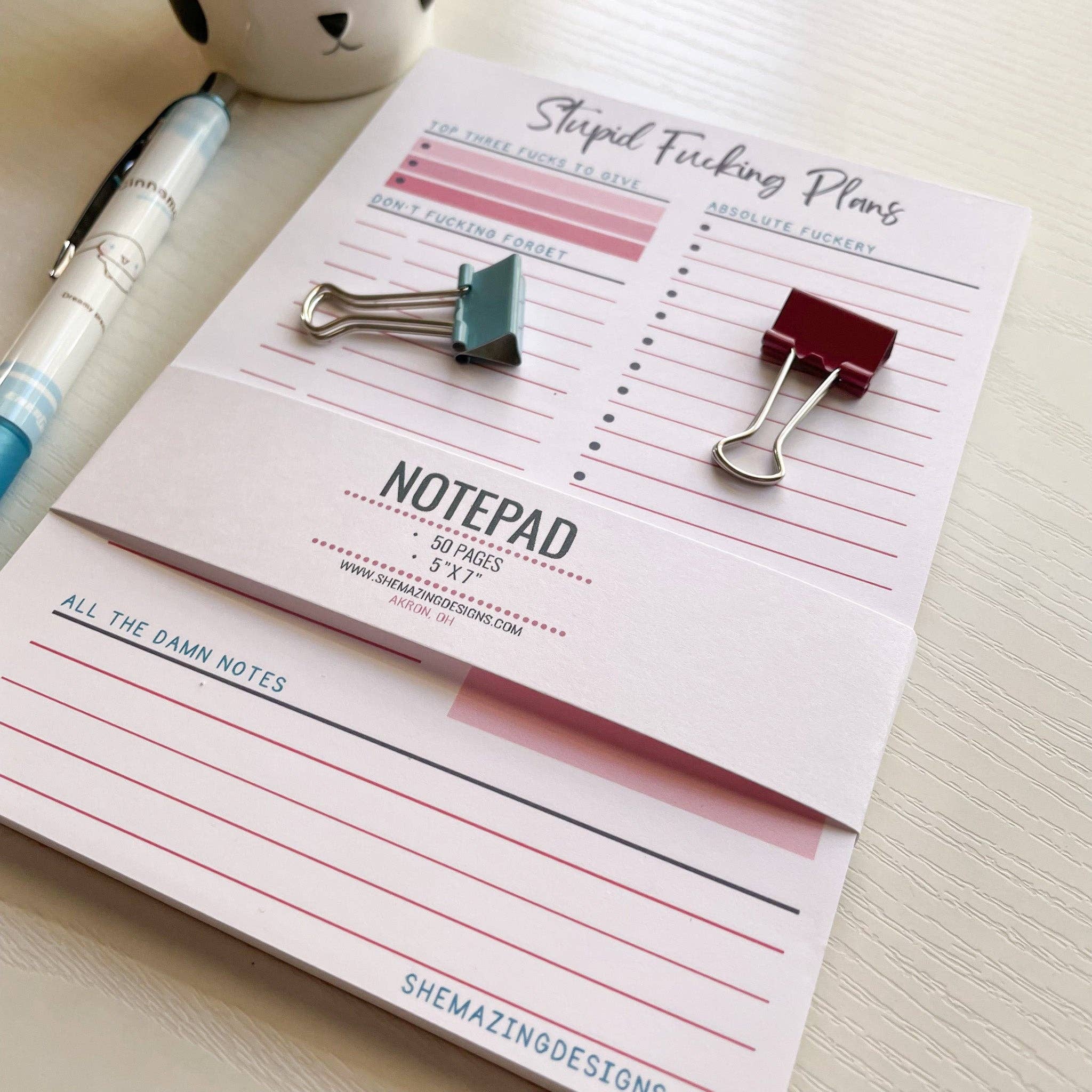 Shemazing Designs - Wholesale Notepad - Funny, Swear Notepad | Stupid Fucking Plans - 5x74