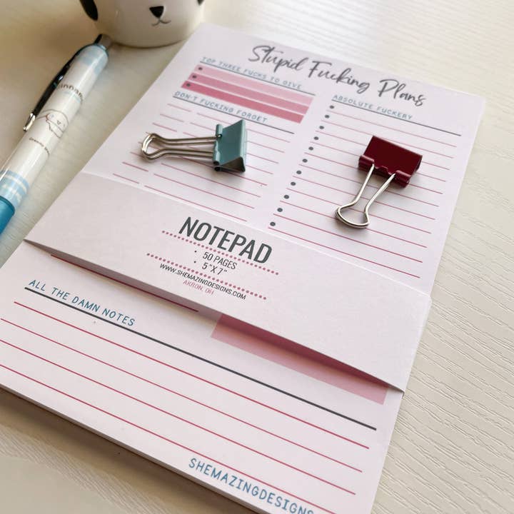 Shemazing Designs - Wholesale Notepad - Funny, Swear Notepad | Stupid Fucking Plans - 5x74