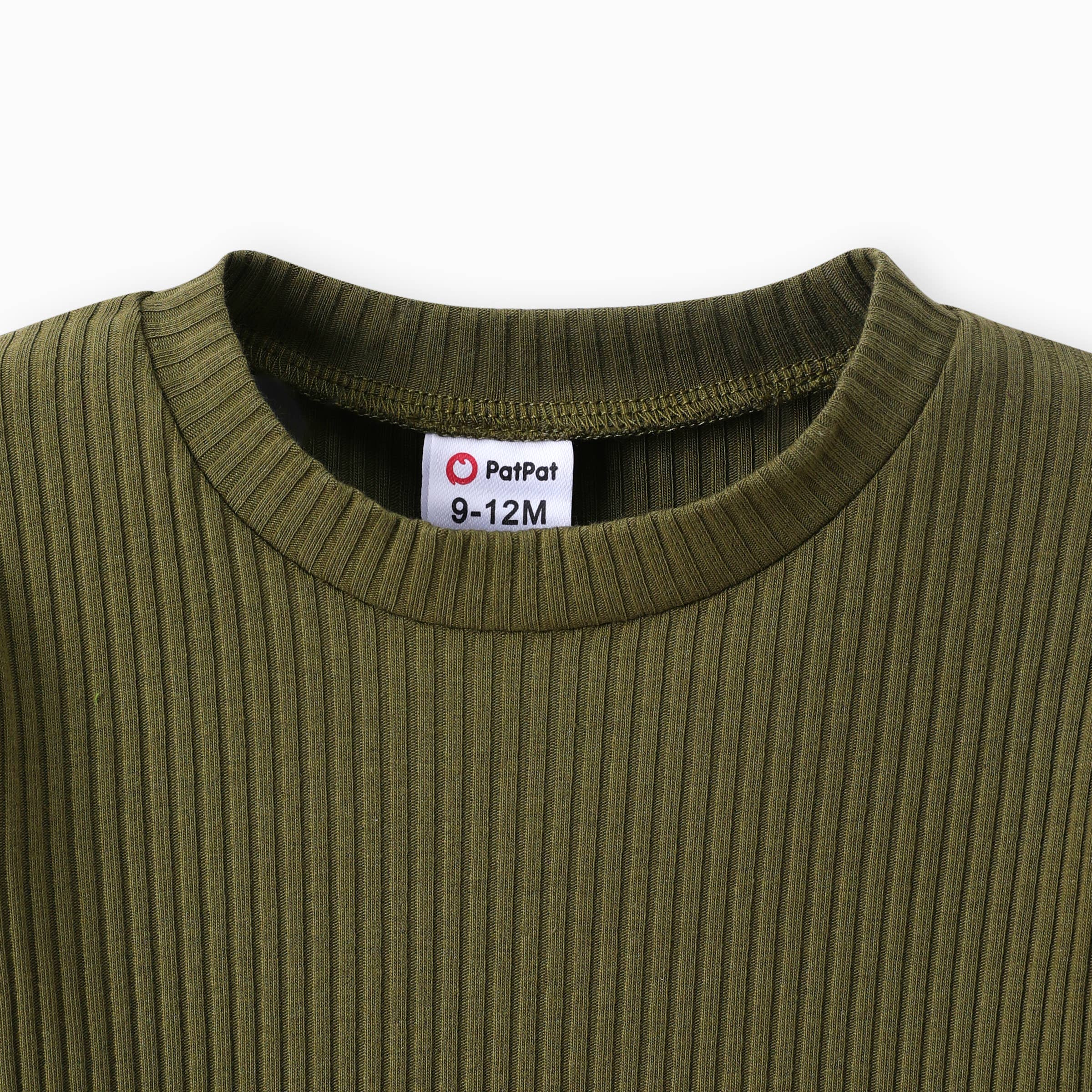 PatPat - Wholesale Top & Pant Set - Baby - 2pcs Baby Boy Solid Cotton Pullover and Dinosaur Pants Set7