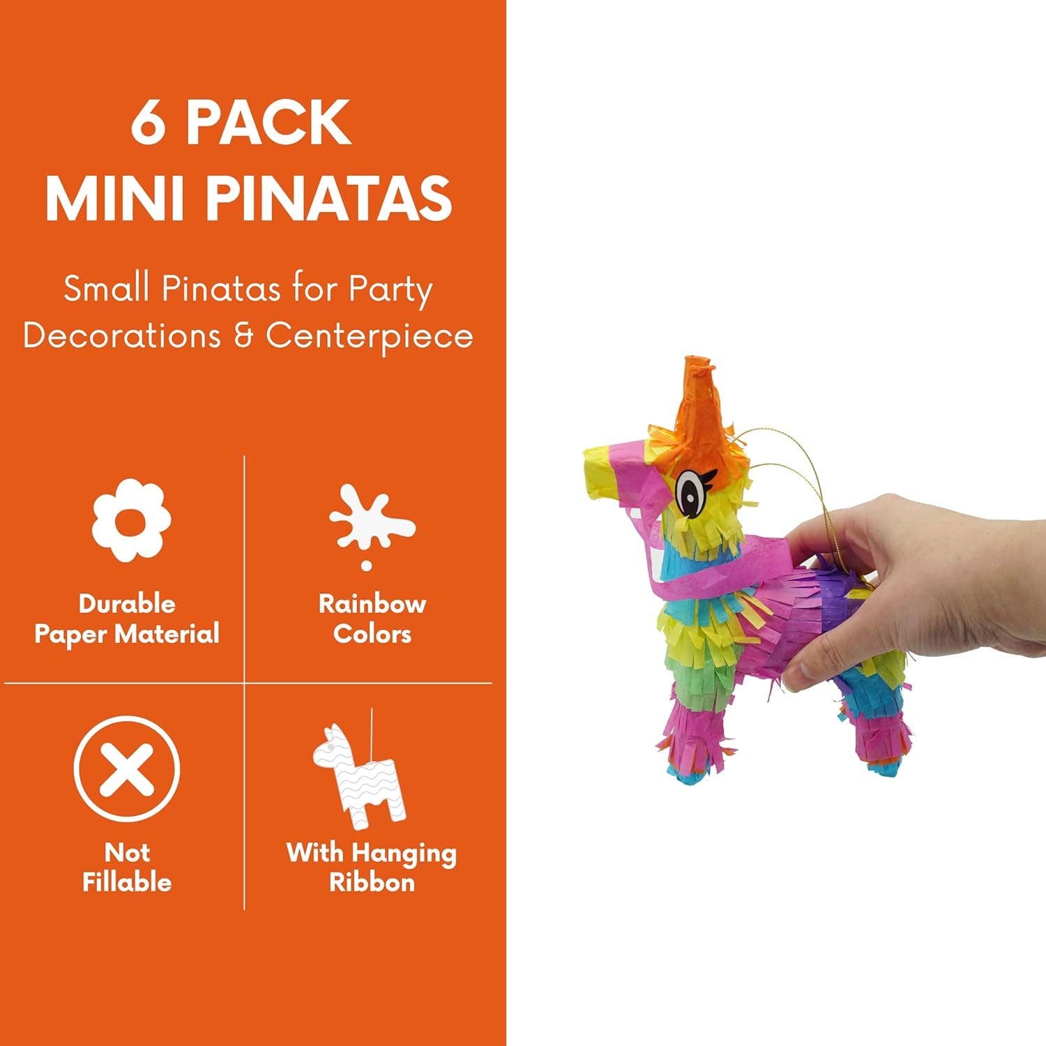 4E's Novelty - Wholesale Party Favor - 4E's Novelty 6 Pack Mini Pinatas – Mexican Pinata Decor, Donkey & Llama Pinatas for Fiesta & Parties6