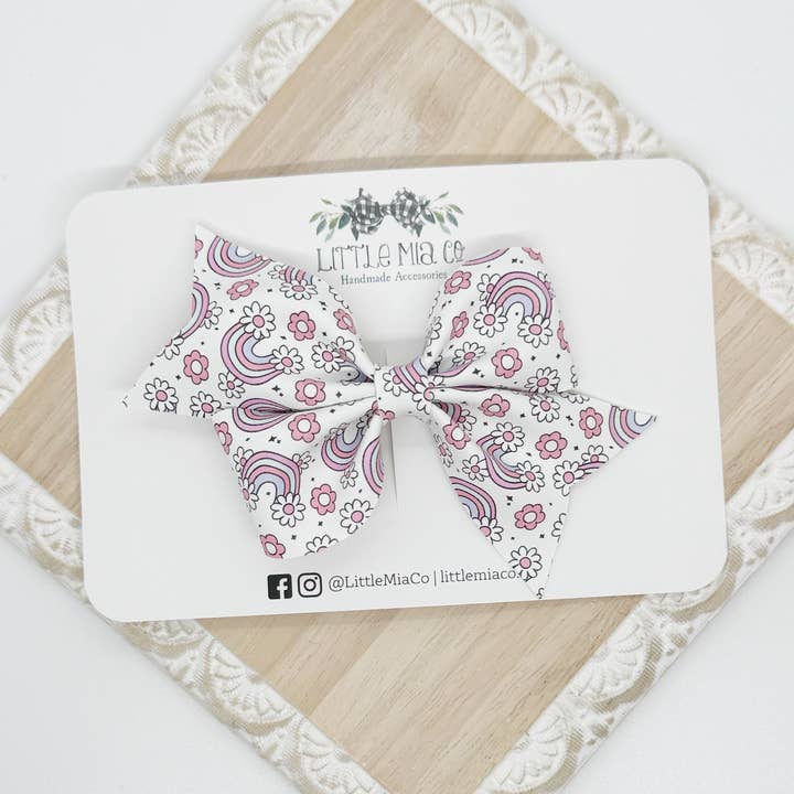 Pink Flower Rainbow Larkin Clip for wholesale by Little Mia Co.
