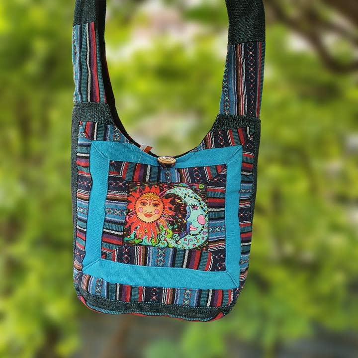 Bolsa de ombro lateral com estampa Sun Moon Gheri Stripe Boho por atacado de Fwosi
