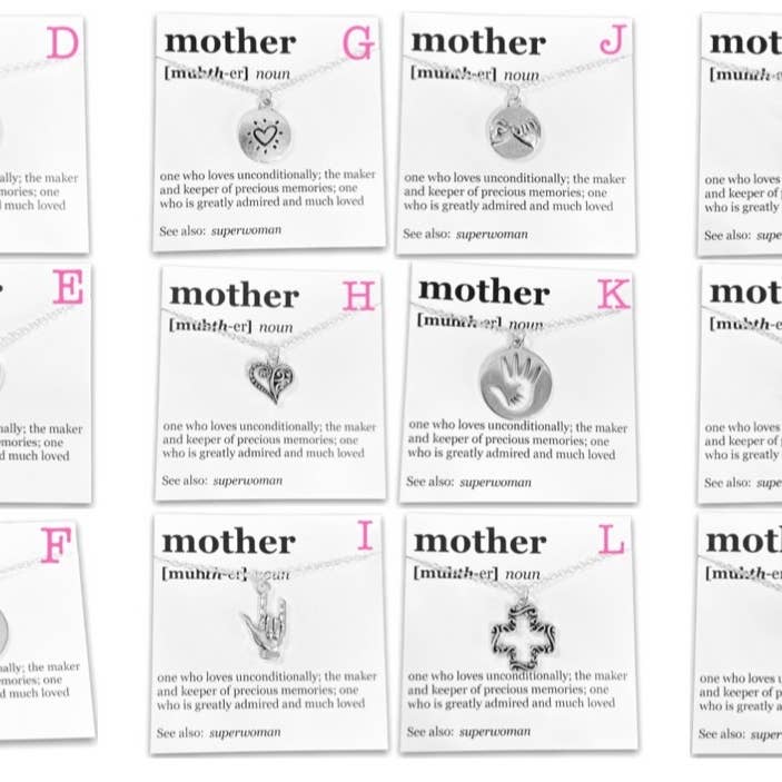 Broken Record Boutique - Wholesale Pendant/Charm Necklace - Mother's Day Pendant Necklace on "Mother" Dictionary Card