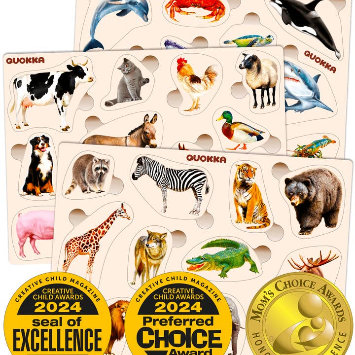 QUOKKA - Wholesale Puzzle - Kids - Montessori Puzzles Set | Farm Ocean Wild Animals0