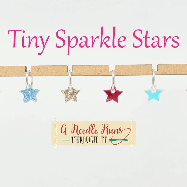 Sparkly & Tiny Rainbow Stars - Stitch Markers (set of 6) for wholesale by A Needle Runs Through It