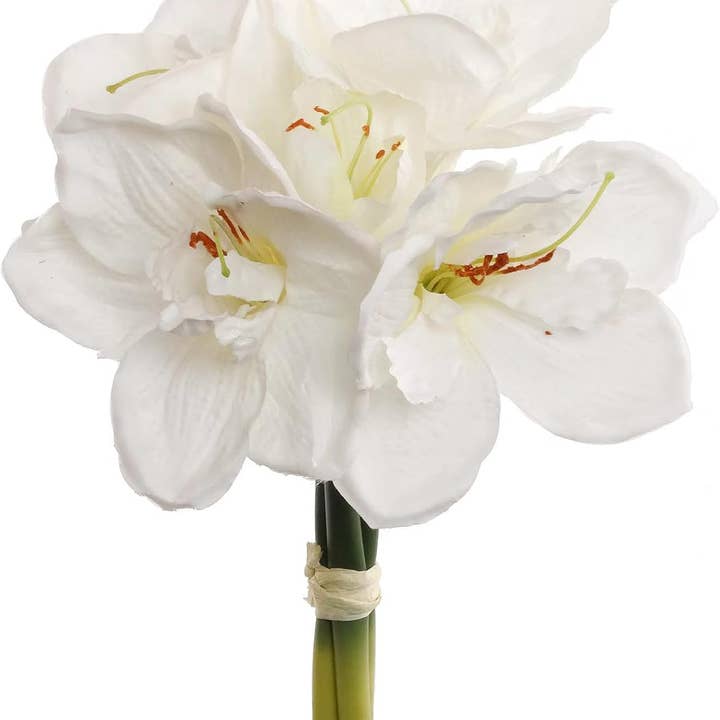 Larksilk - Wholesale Christmas Decoration - 12.5" White Amaryllis Bundle Faux Christmas Collection1