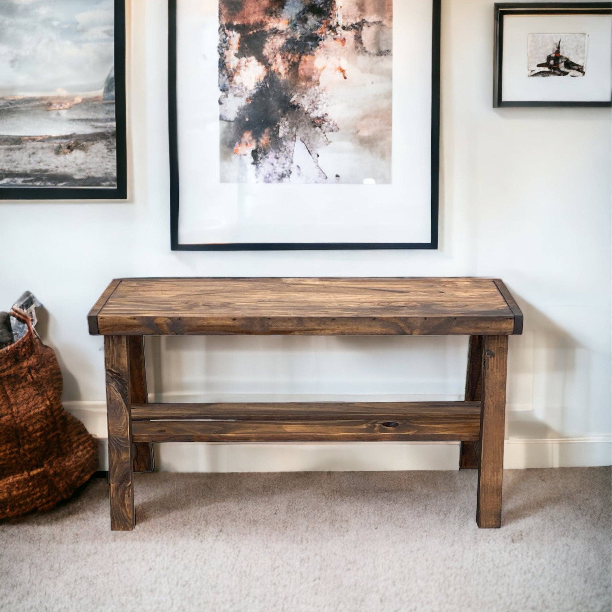Intrinsic Haven – wholesale Bench – Farmhouse Olive Branch Solid Pine Wood Entry Bench6