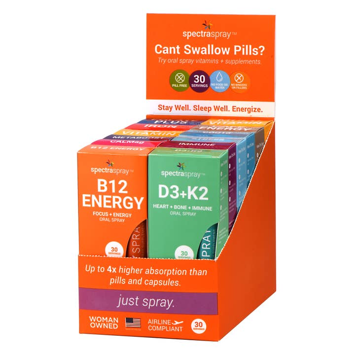 SpectraSpray Global - Wholesale Oral Supplement/Vitamin - Oral Spray Vitamin Starter Kit with Display (12 units)