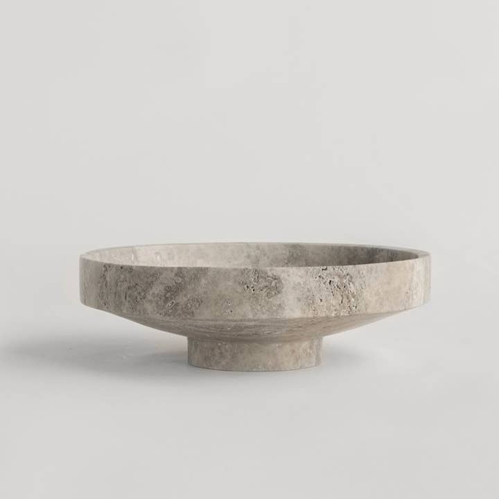 SILVER TRAVERTINE NARROW BOWL for wholesale by Kiwano Concept