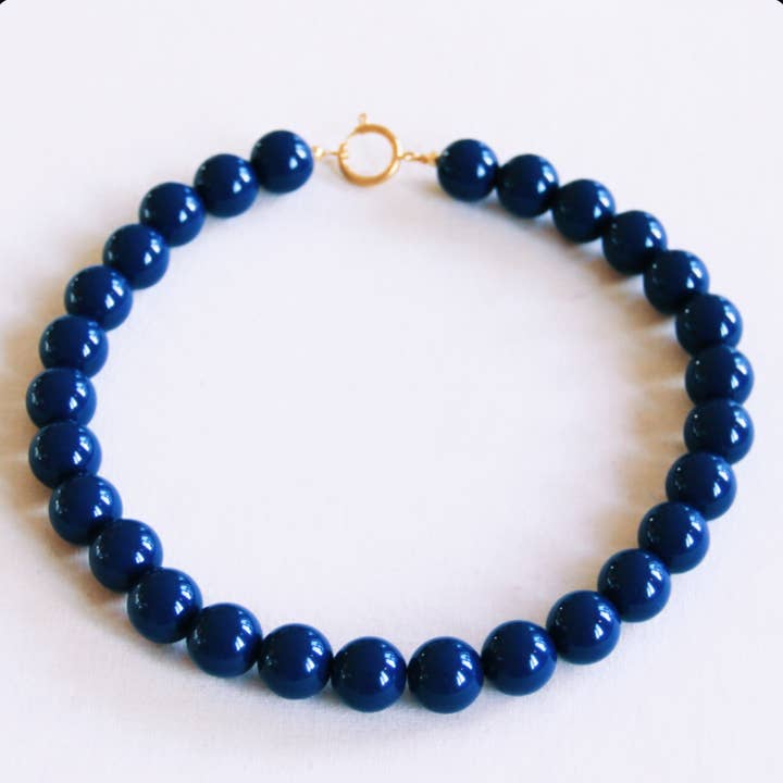 Beaded necklace XXL - dark blue for wholesale by Bazou