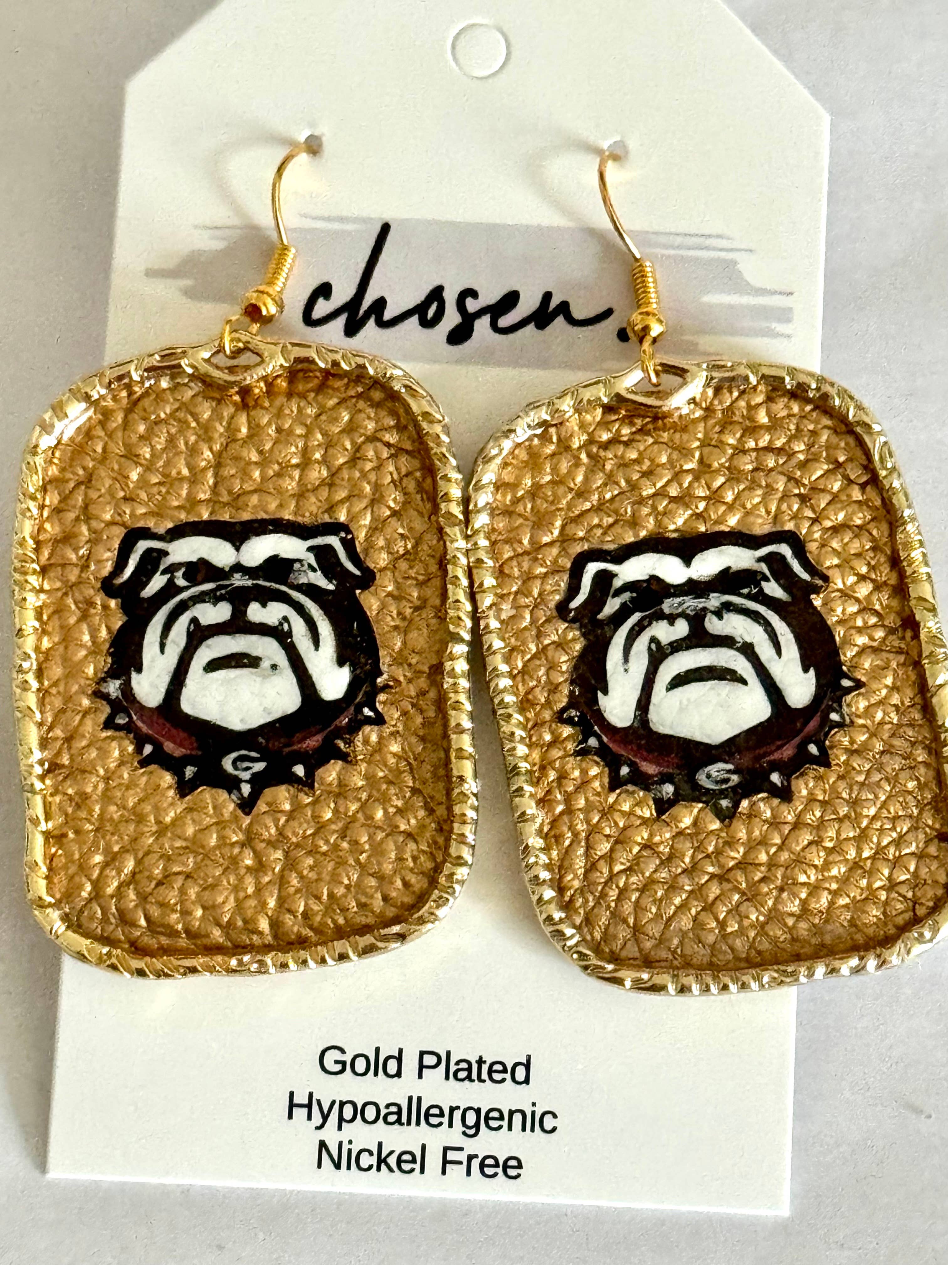 Chosen - Vendita all'ingrosso Orecchini pendenti - Orecchini in pelle dipinti a mano con bulldog0