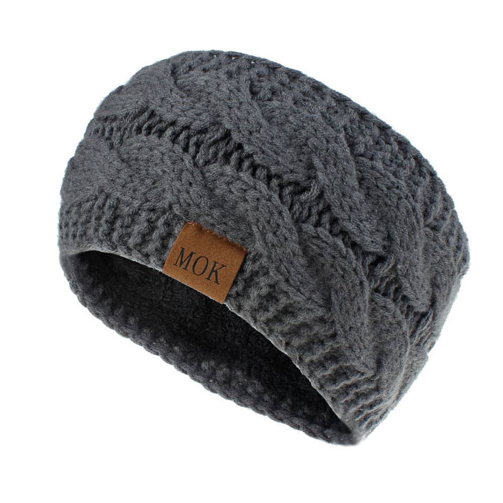 MKS America - Wholesale Fashion Headband - Women's - Plain Cable Knit Head Wrap Thermal fleece lined headband20