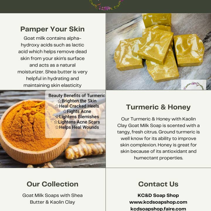 KC&D Soap Shop - Wholesale Bar Soap - Goat Milk Soap: Milky Turmeric & Honey with Kaolin Clay5