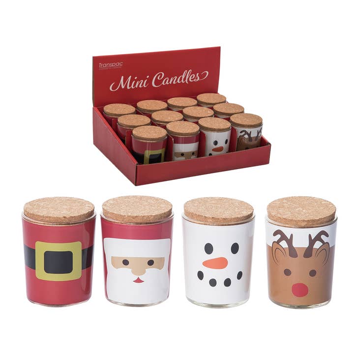 Mini Glass Holiday Character Candles Multicolored Decor for wholesale by Transpac