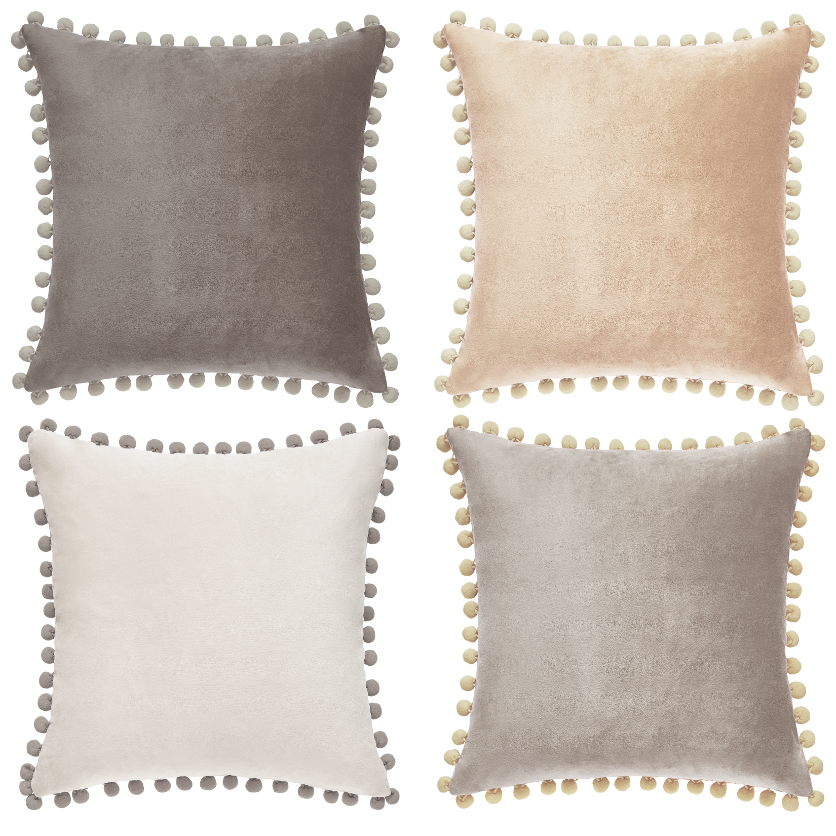 Monday Moose - Wholesale Throw Pillow Cover - Colibri Pillow Covers (4-Pack) - Stone Gray/Beige Cream0