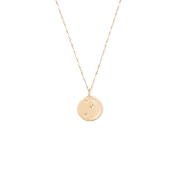 EDN266A talisman med stjerne, måne og diamant halskæde for engroshandel hos Eikosi Dyo