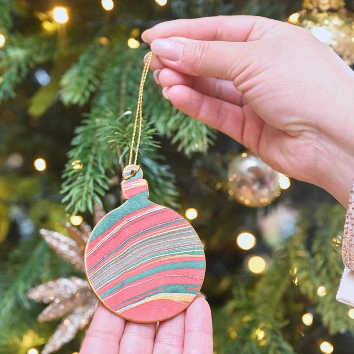 Paper Mirchi - Wholesale Christmas Card - Keepsake Marble Ornament Greeting Card - Bauble Festive Mix2