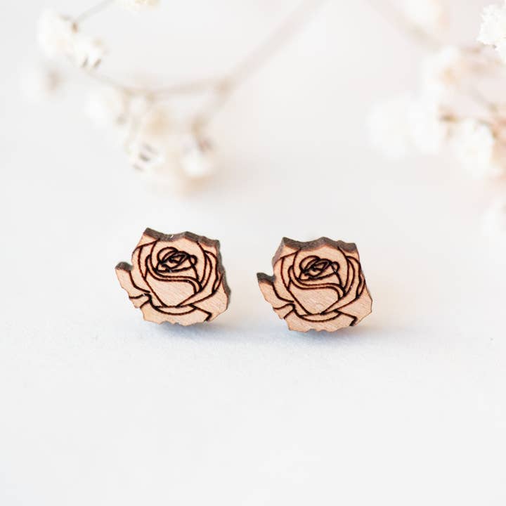 Ohrstecker aus Rosenkirschholz — EO14035 für den Großhandel von Robin Valley